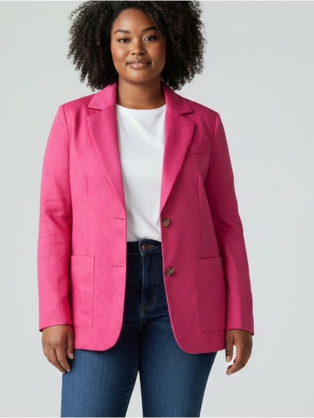 Topshop Hot Pink Textured Two-Button Blazer Jacket size 4